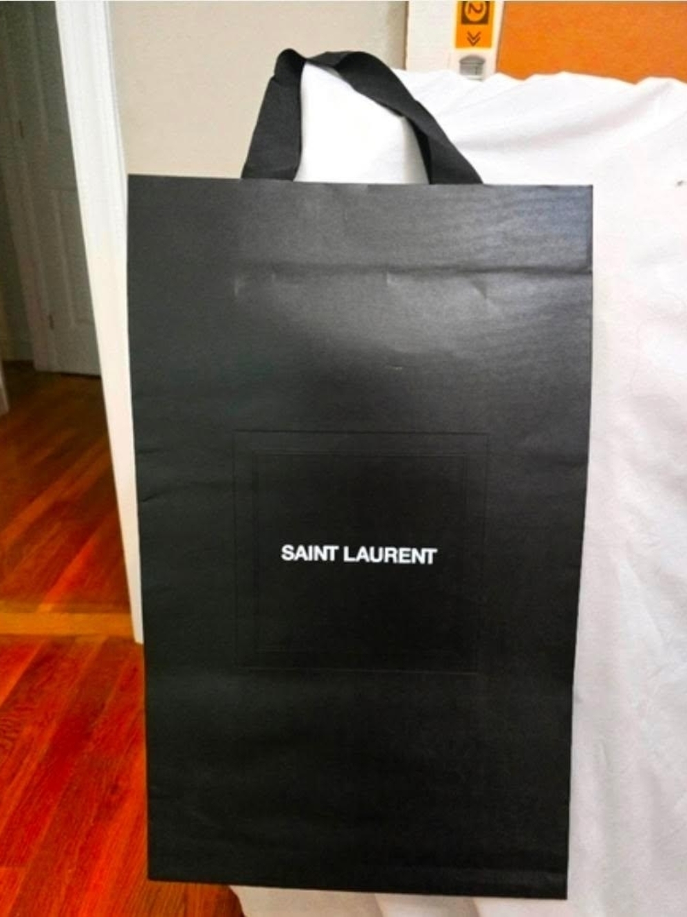 Saint Laurent Black Men’s Shopping Tote with Ribbon Handles Large